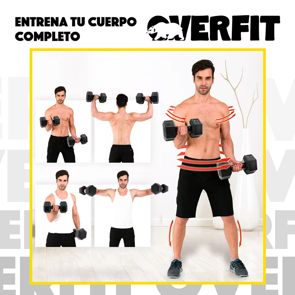 Mancuerna Hexagonal 5kg Par Set X2 Pesas Pvc 10kg Overfit image number 5.0