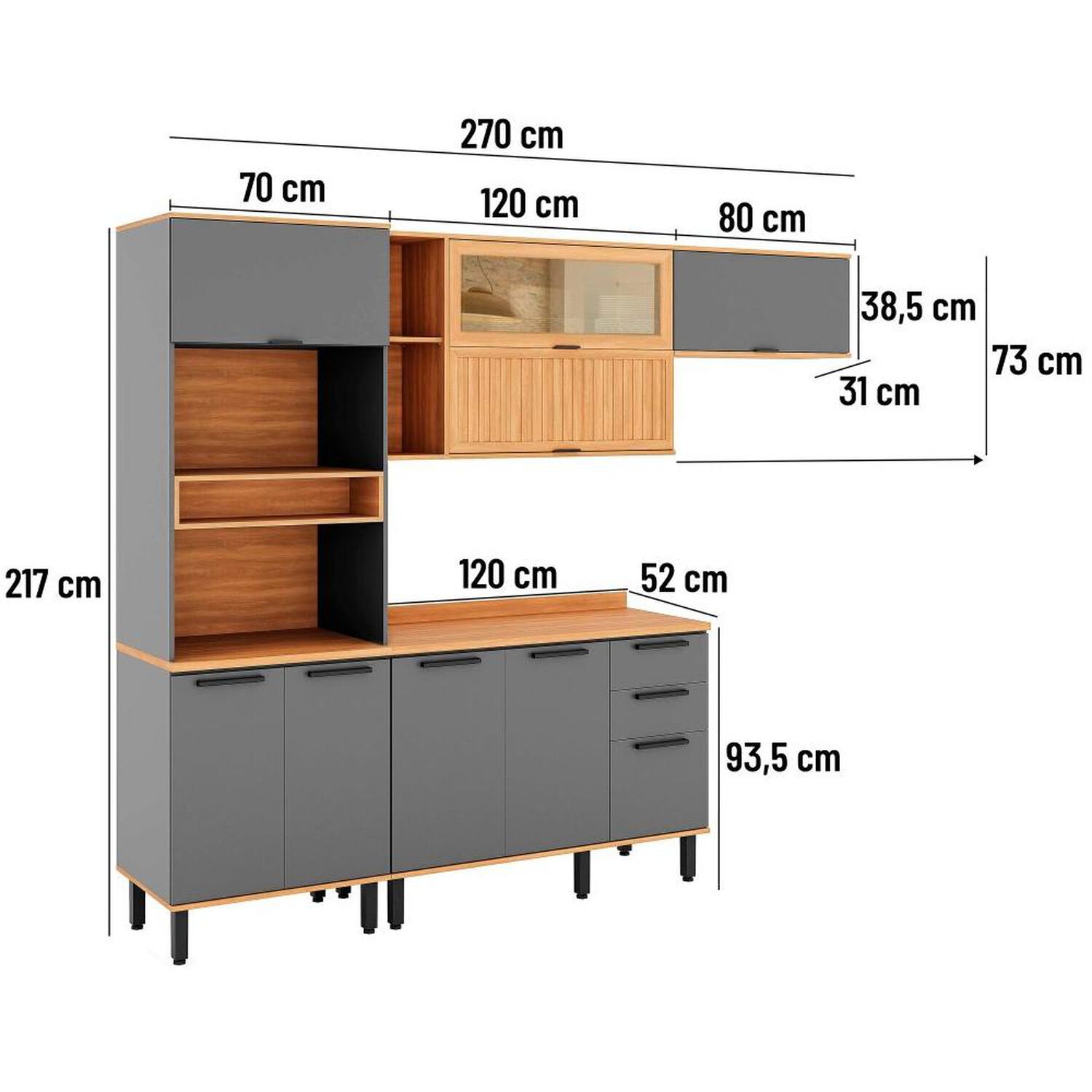 Mueble De Cocina Roca Modular Casta&ntilde;a Modular / 9 Puertas / 2 Cajones image number 3.0