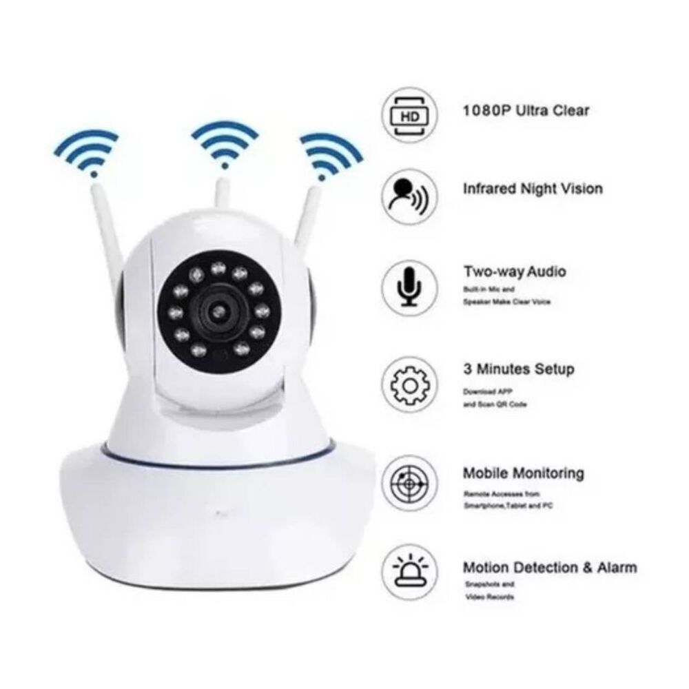Cámara Ip Wifi Hd 360 Vision Nocturna 3 Antenas image number 1.0