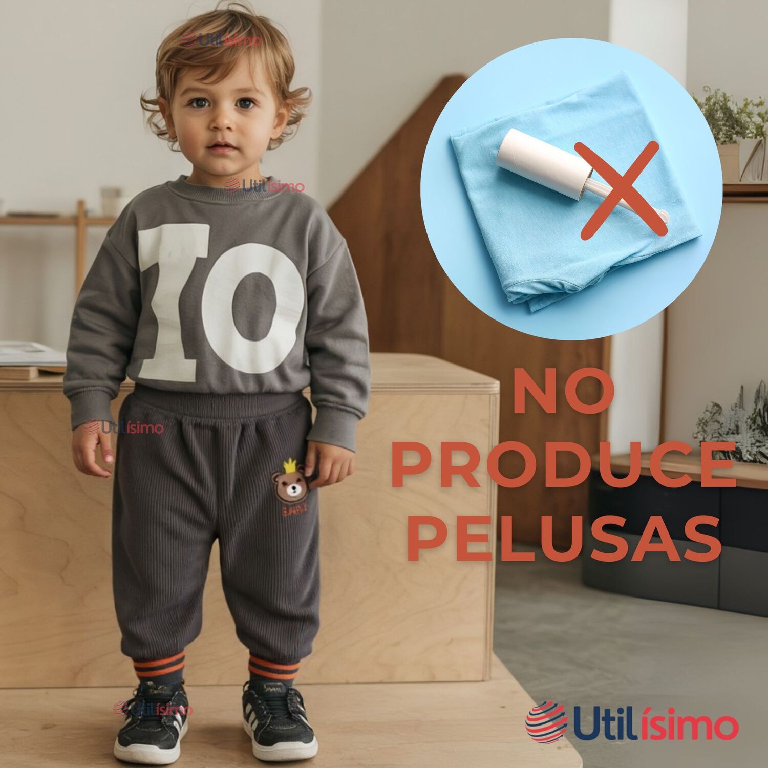 Buzo Cotel&eacute; Beb&eacute; Ni&ntilde;o Forrado En Polar Pantal&oacute;n Gris image number 9.0