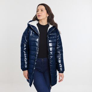 Parka Larga Cuello Alto Con Capucha Mujer Geeps