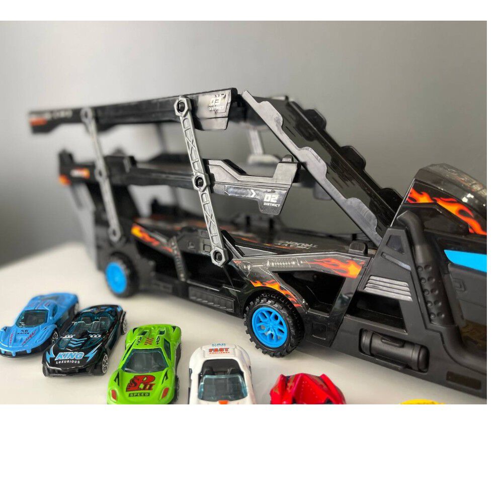 Juguete Camión De Doble Rampa Porta Autos Con 6 Carros image number 7.0