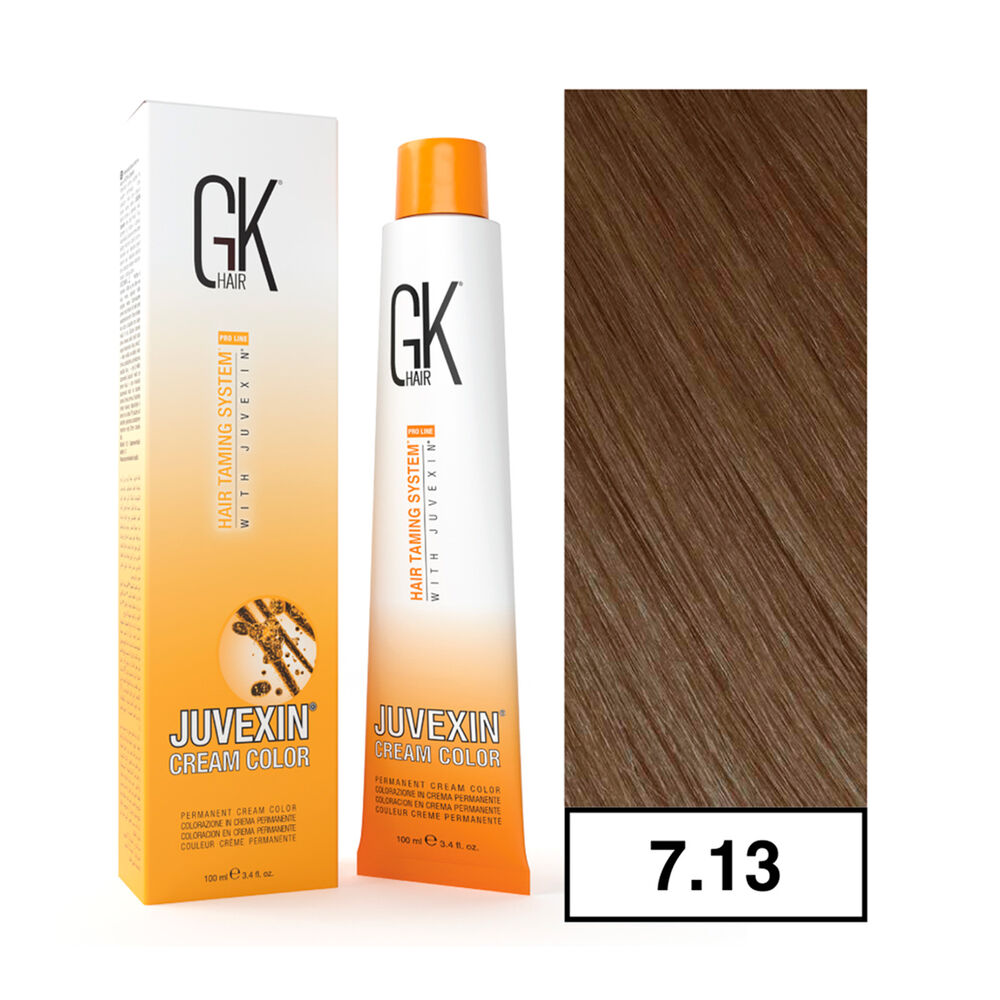 Gkhair - Tintura Cream Color Permanente Vegana 100ml + Oxidante - 7.13 Rubio Dorado Cenizo image number 0.0