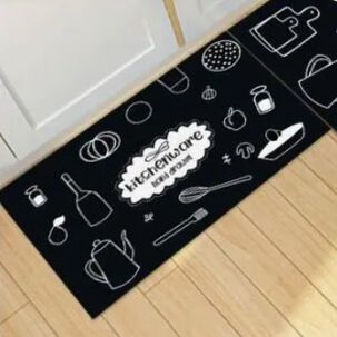 Alfombra Para Cocina Piso Blanco Y Negro