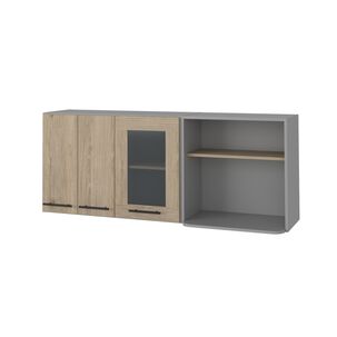 Mueble Mural Con Capacidad Para Microondas 3 Puertas Fm-003g Gris