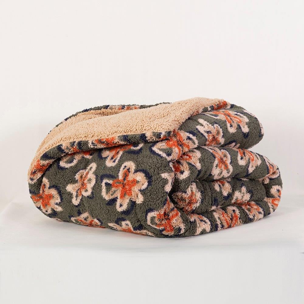 Plumon Sherpa/sherpa Estampado King Flowers image number 2.0
