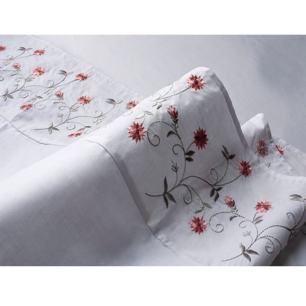 S&aacute;bana Andes 144 Hilos Bordado Rosa King image number 2.0