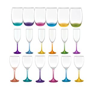 Set 18 Vasos Copas Cristar Fondo Color Celebracion Fiestas