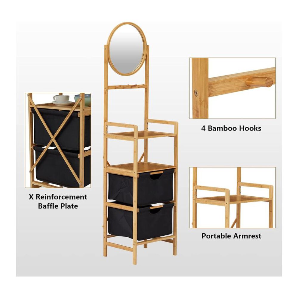 Estante Organizador De Ba&ntilde;o 4 Niveles Con Espejo image number 2.0