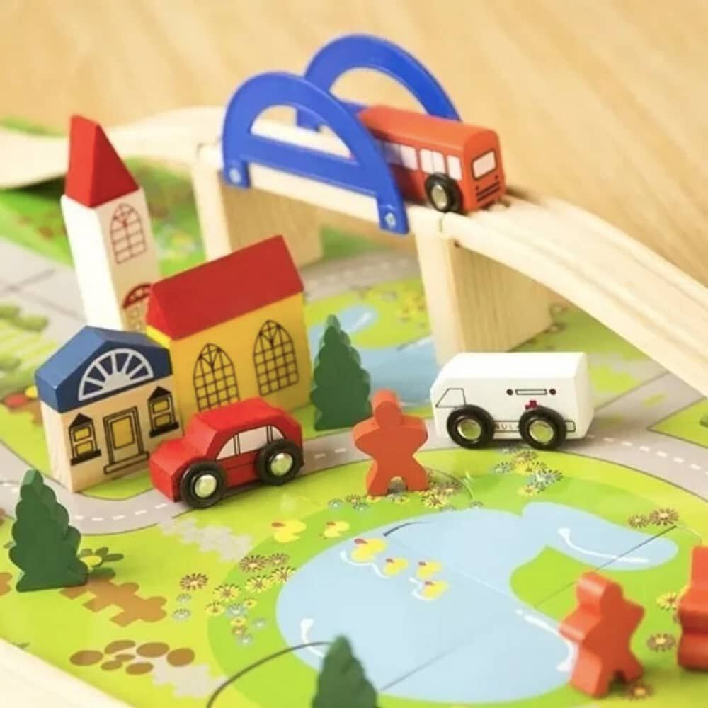 Pista De Autos Con Puente De Madera Juego image number 4.0