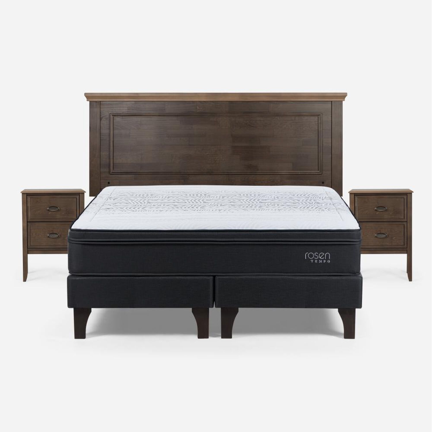 Cama Europea Rosen Tempo / 2 Plazas / Base Dividida + Set De Maderas Anna image number 0.0
