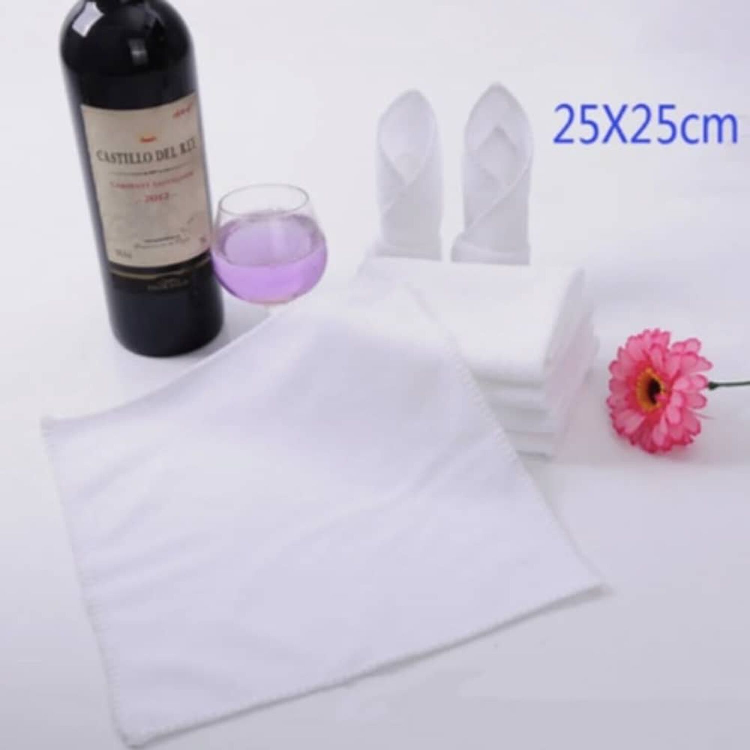Pack 12 Toallas Blanco Cuadrada De 25 X 25 Cm image number 1.0