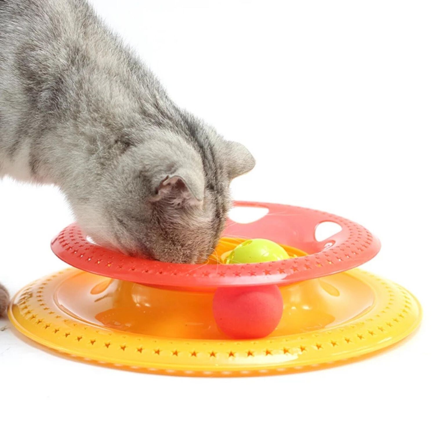 Plato Tazon De Comida Para Gatos Antiansiedad Con Pelotas image number 2.0