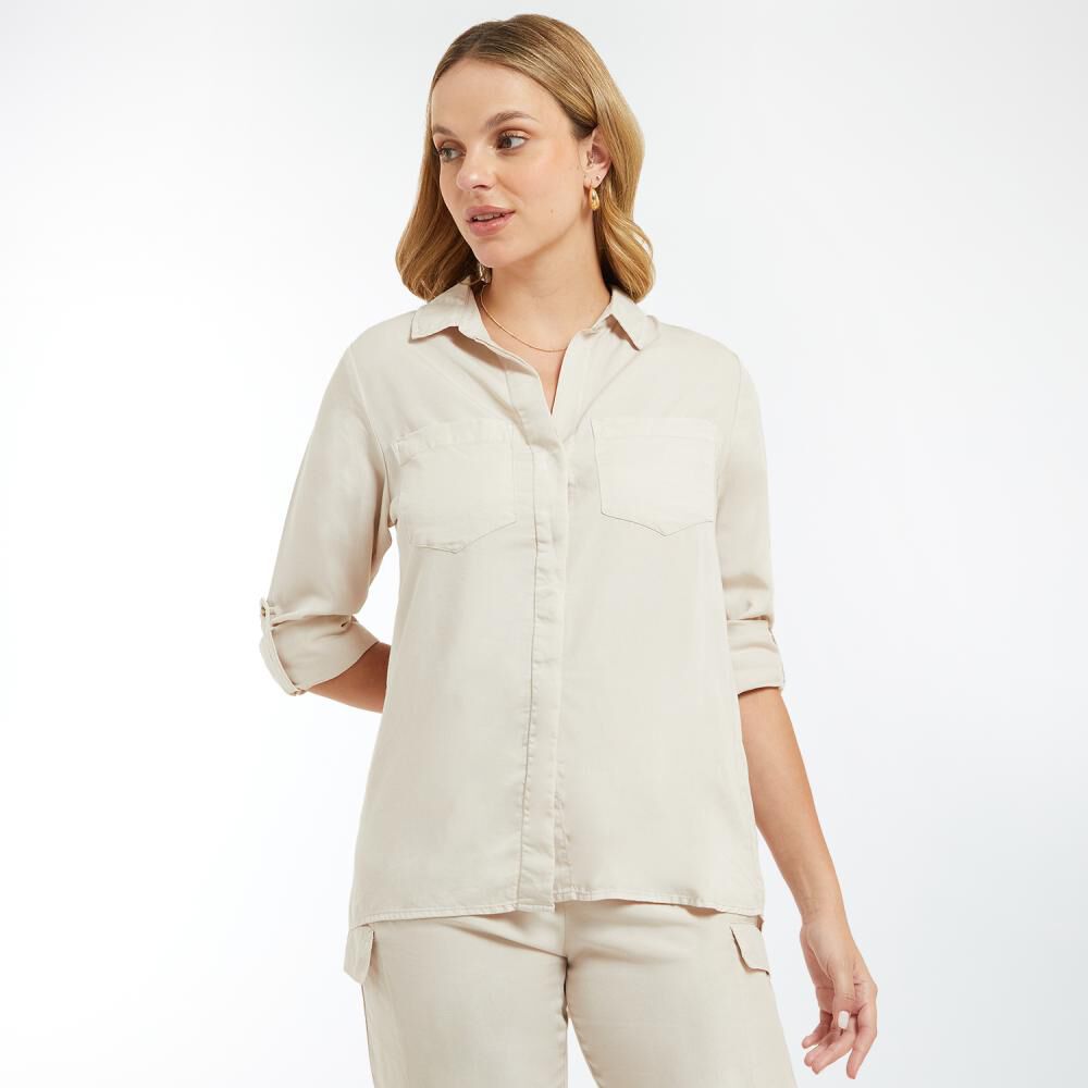 Blusa Regular Manga Larga Cuello Camisero Mujer Kimera image number 0.0