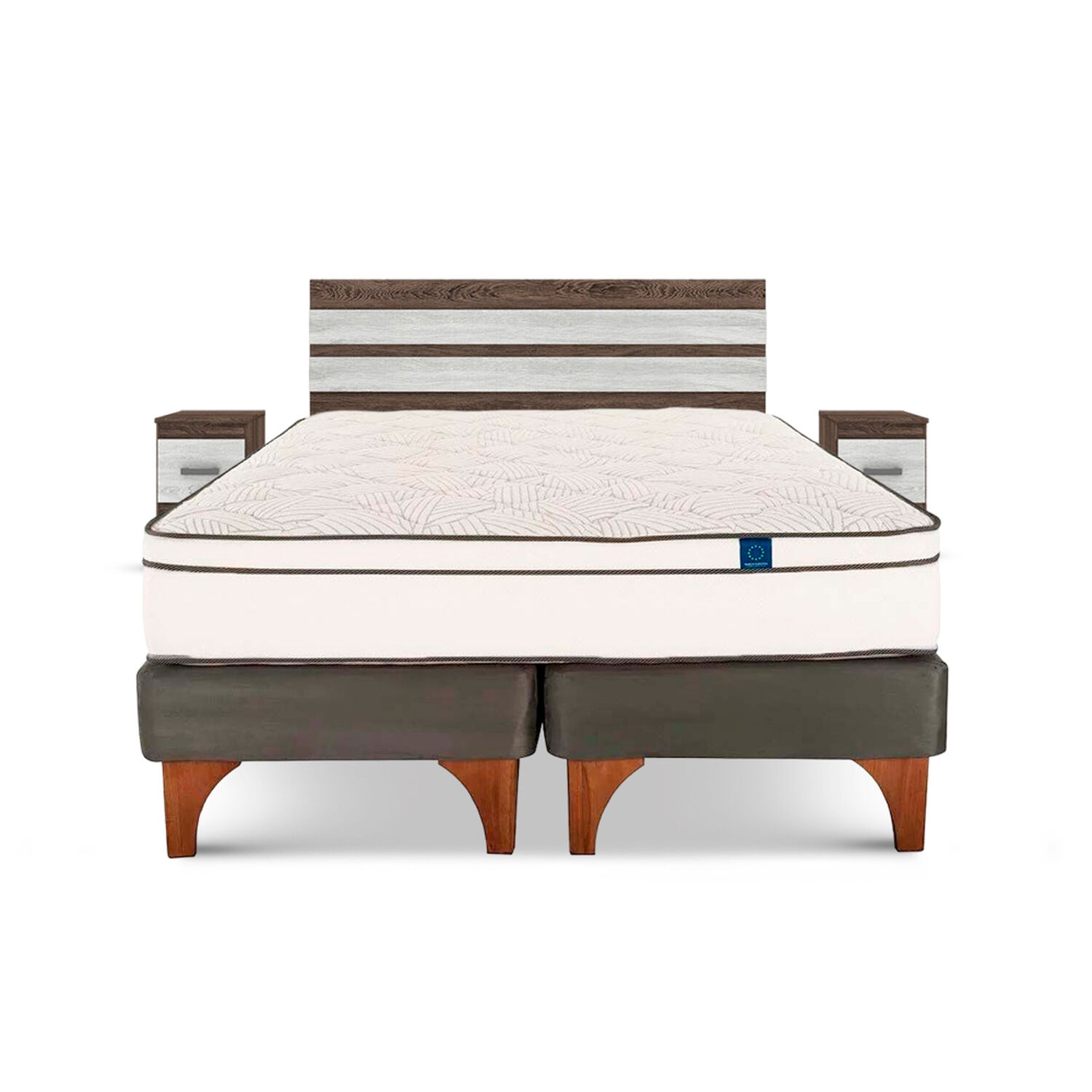 Cama Europea Flex Valencia / 2 Plazas / Base Dividida + Set De Maderas Madrid image number 0.0