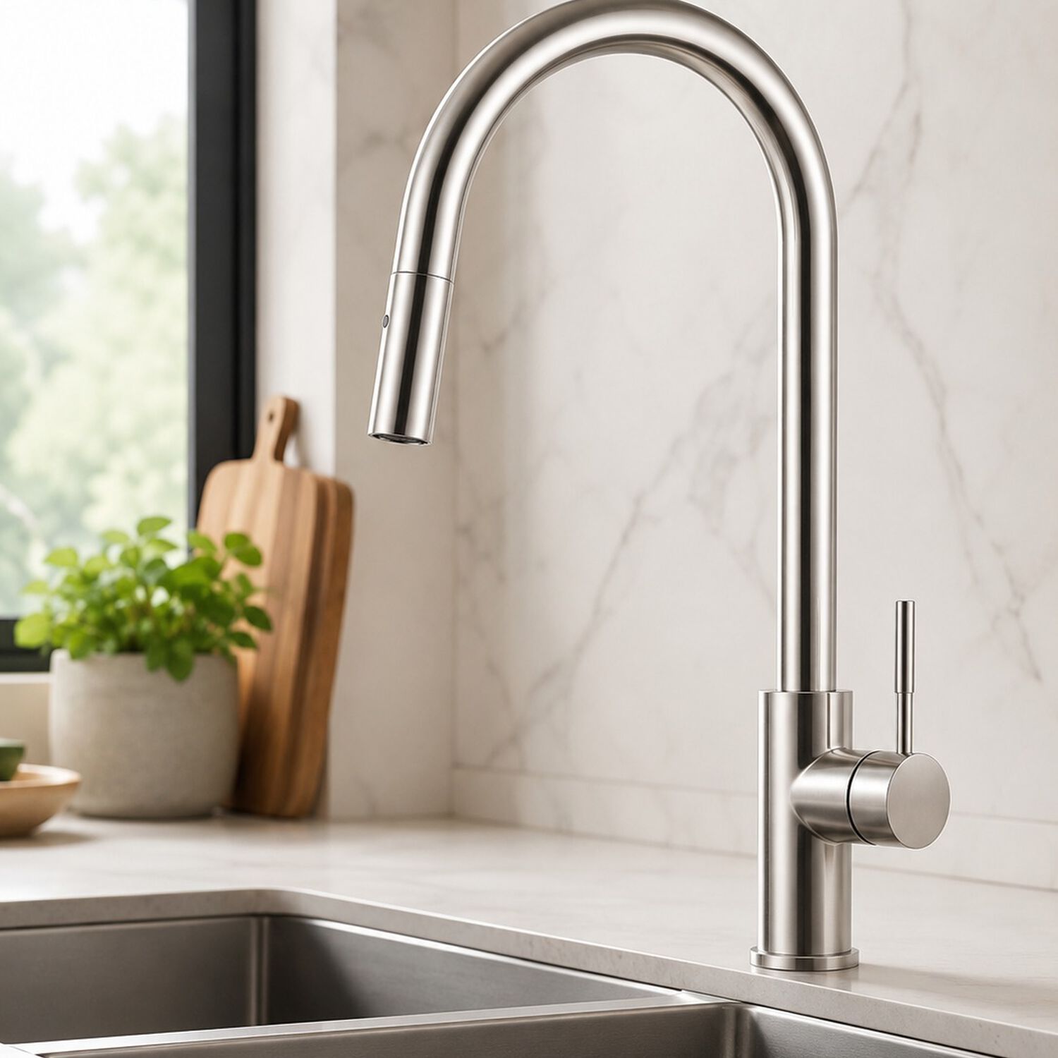 Monomando Llave Grifo Extraible Para Lavaplatos Modelo Modern Inox Marca Taumm Color Acero Inox image number 5.0