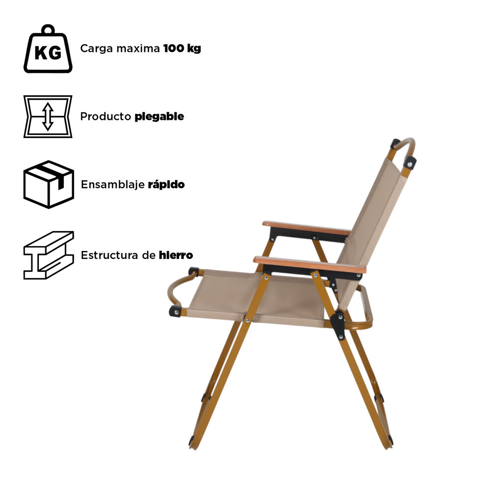 Silla Plegable Camping Reclinable Calafquén Beige image number 3.0