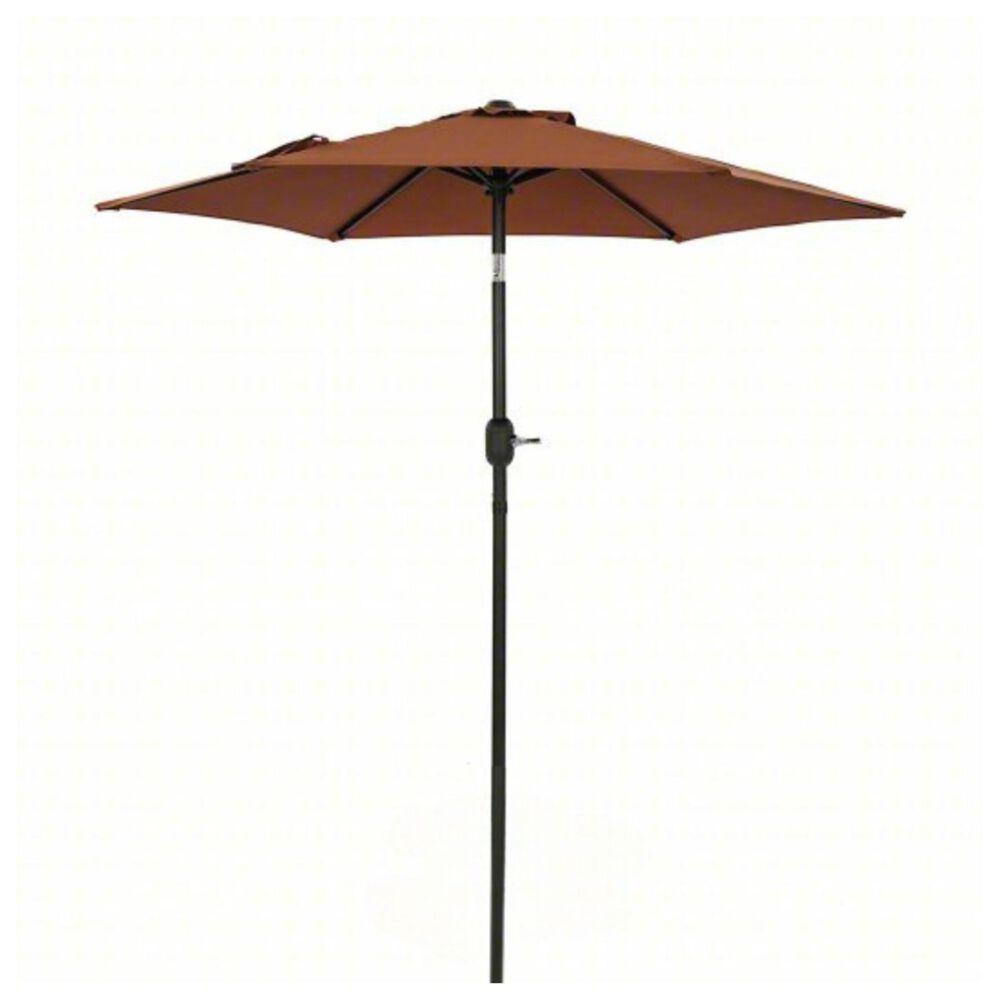 Quitasol Recto 2.7m Terraza Ajustable Plegable Rayos Uv Caf&eacute; Oscuro image number 0.0