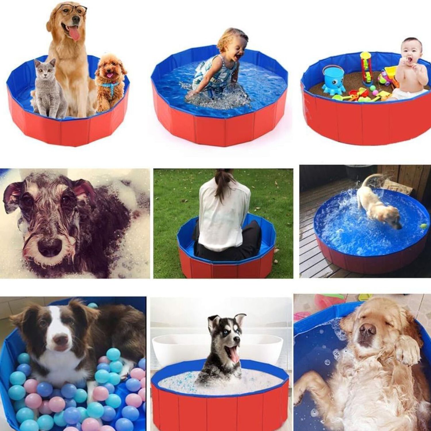Piscina Ba&ntilde;era Port&aacute;til Plegable Perros Y Mascotas 80x20cm image number 5.0