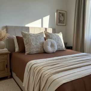Set Renovaci&oacute;n Dormitorio Refugio Tierra Azul 6 Piezas Beige | 2 Plazas