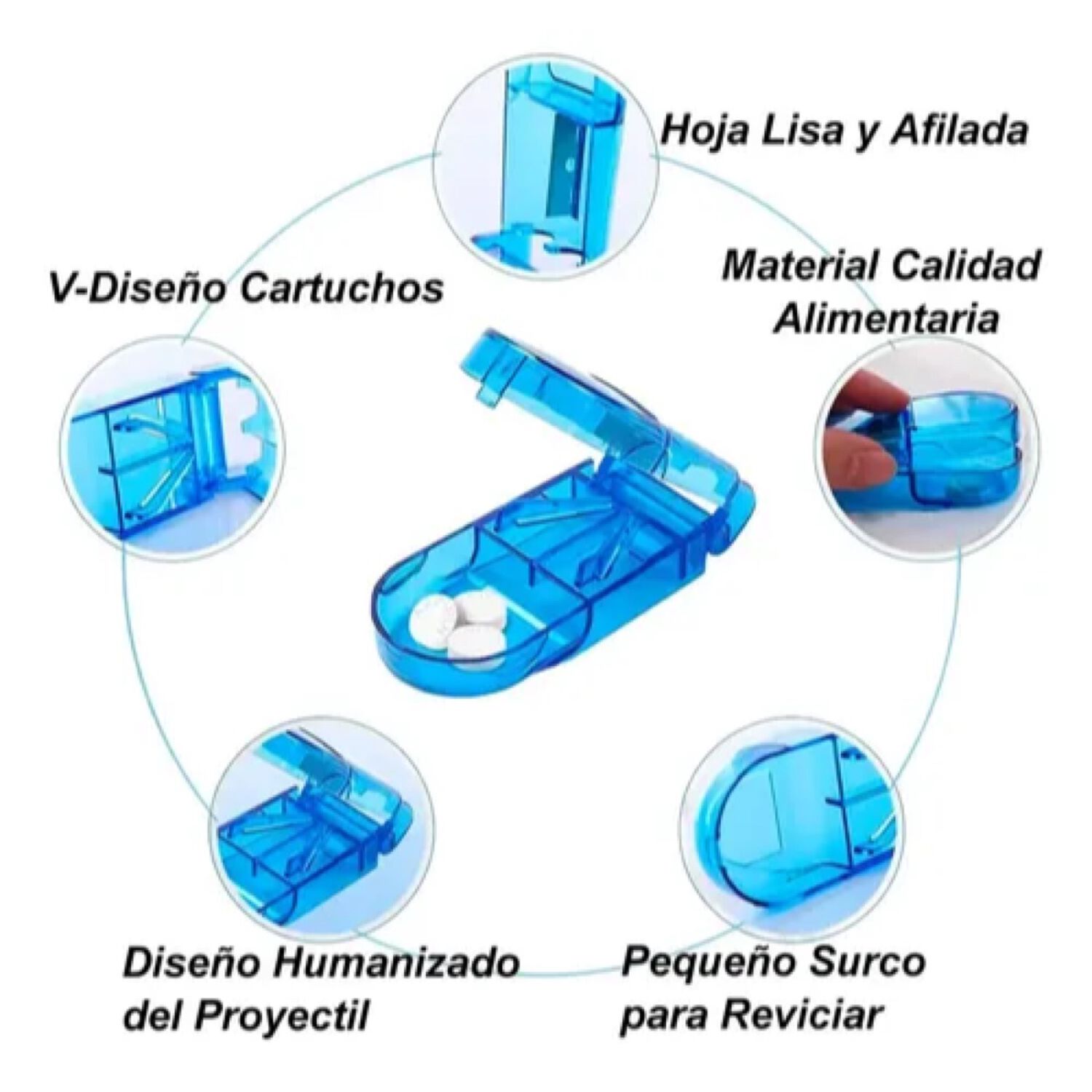 Pastillero Organizador Cortador Dosificador Pastilla Oneder Azul image number 5.0