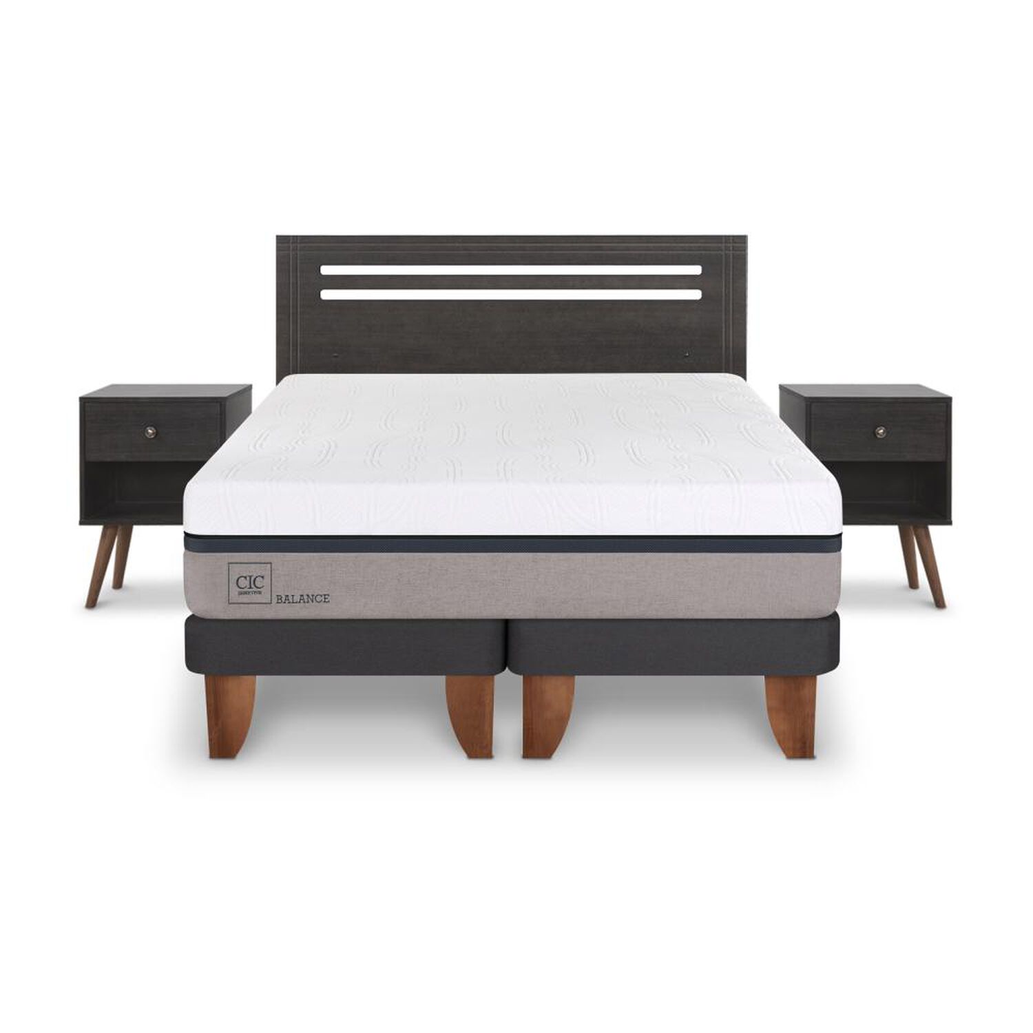 Cama Europea Cic Balance / 2 Plazas / Base Dividida + Set De Maderas image number 0.0