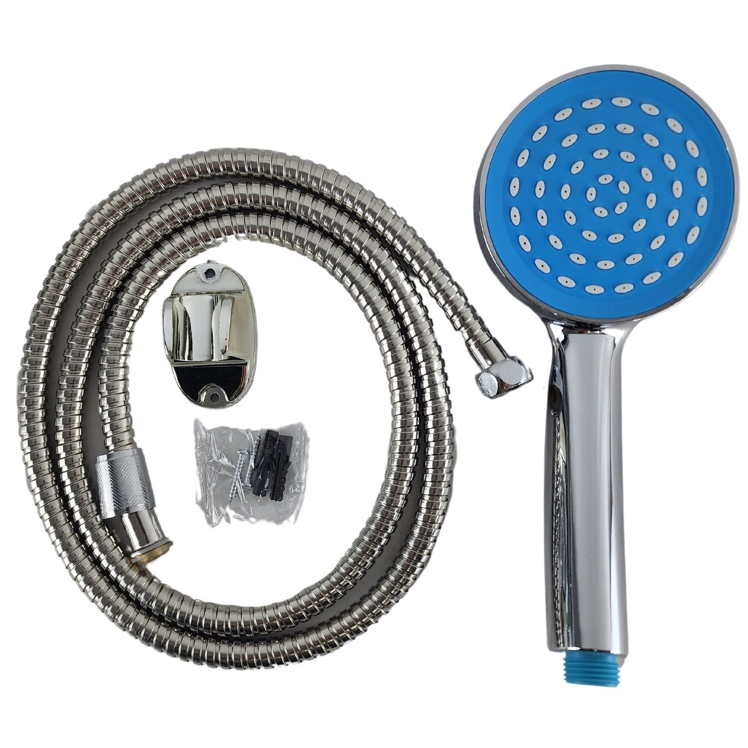 Pack Manguera Flexible 150cm Soporte Mango Ducha Azul image number 0.0