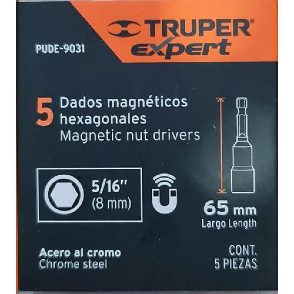 Set De 5 Dados Magneticos Hexagonales 5/16 Truper Expert image number 2.0