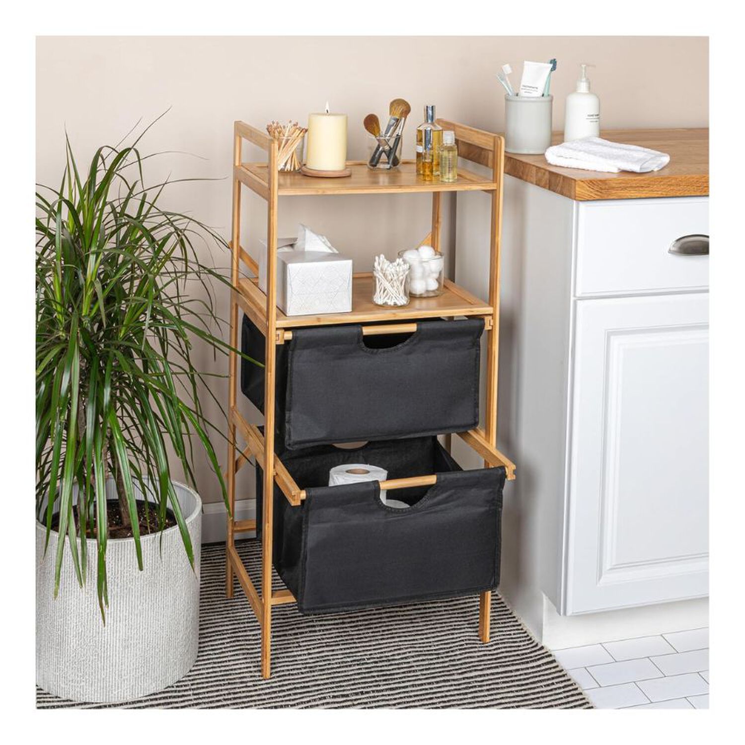 Estante Mueble Bambu Cajones Ba&ntilde;o Organizador Negro image number 3.0