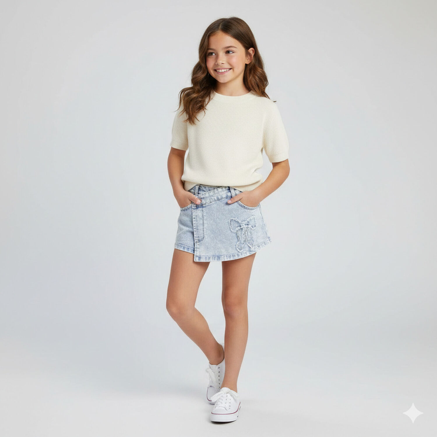 Falda Short Ni&ntilde;a Jeans Claro Ideal Verano image number 0.0