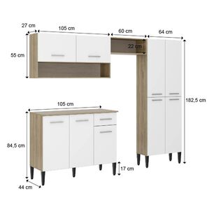 Mueble De Cocina Roca Arizona 4 M&oacute;dulos Blanco-oak