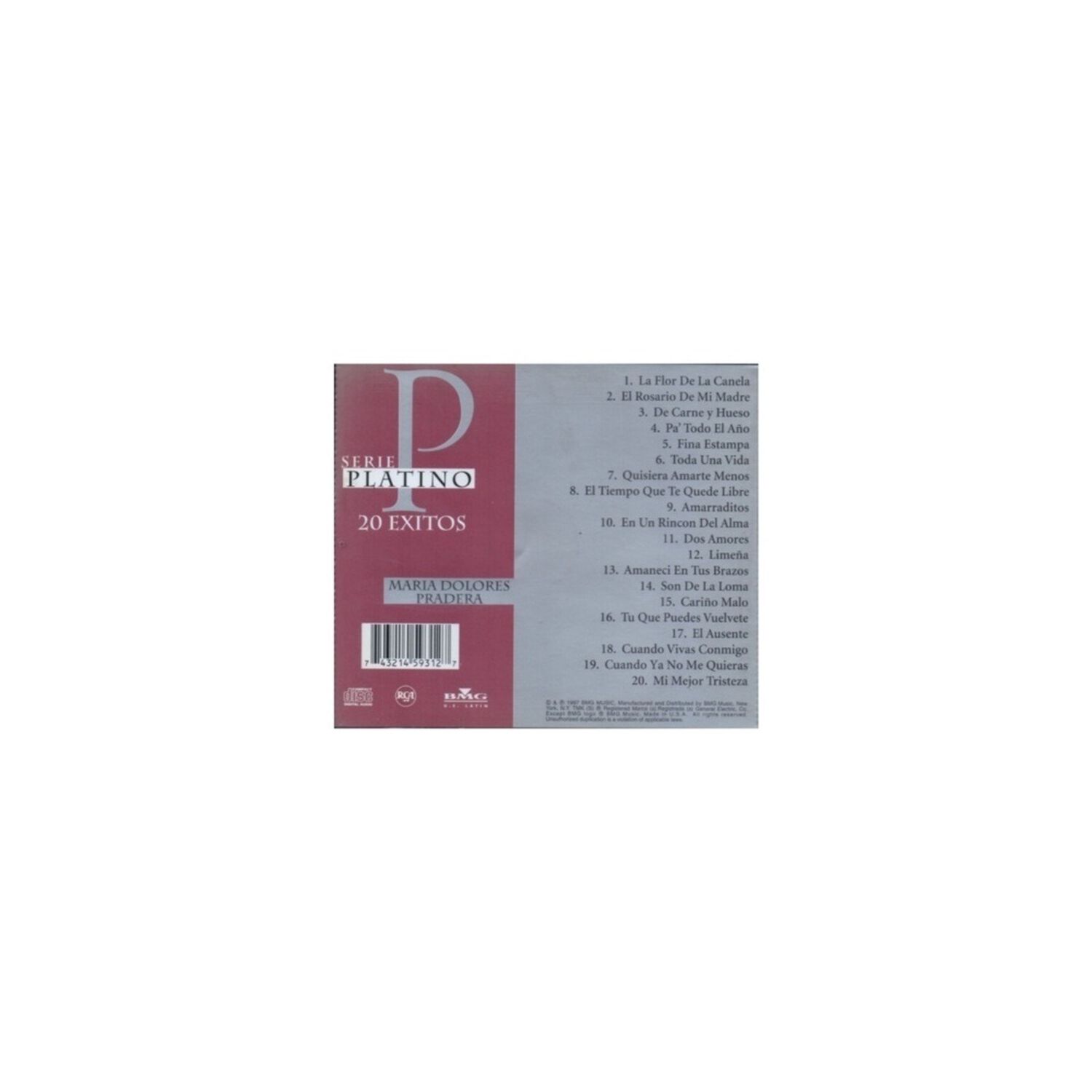 Maria Dolores Praderas - Serie Platino: 20 Exitos | Cd image number 1.0