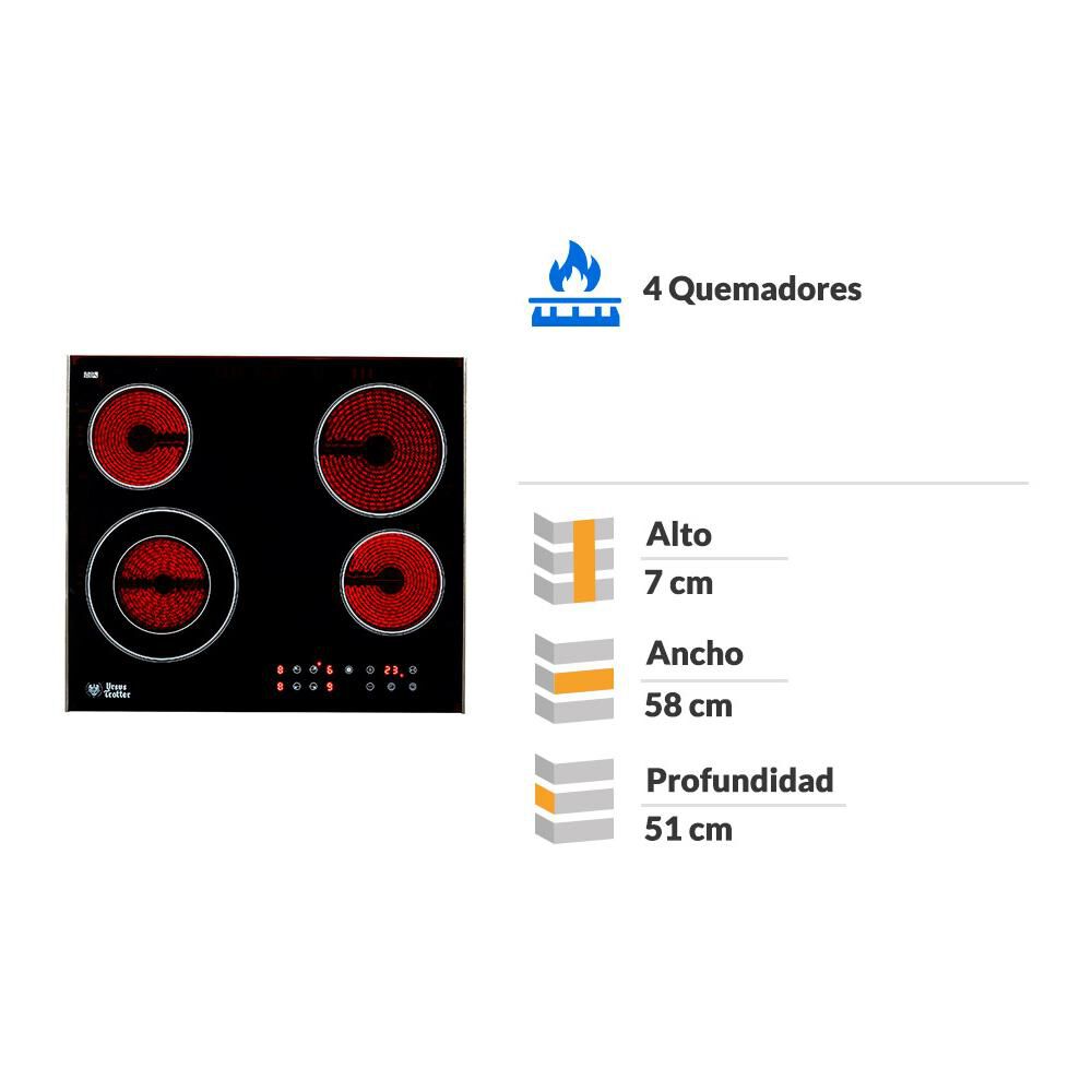 Encimera Vitrocerámica Ursus Trotter  VFT-4 / 4 Quemadores image number 1.0