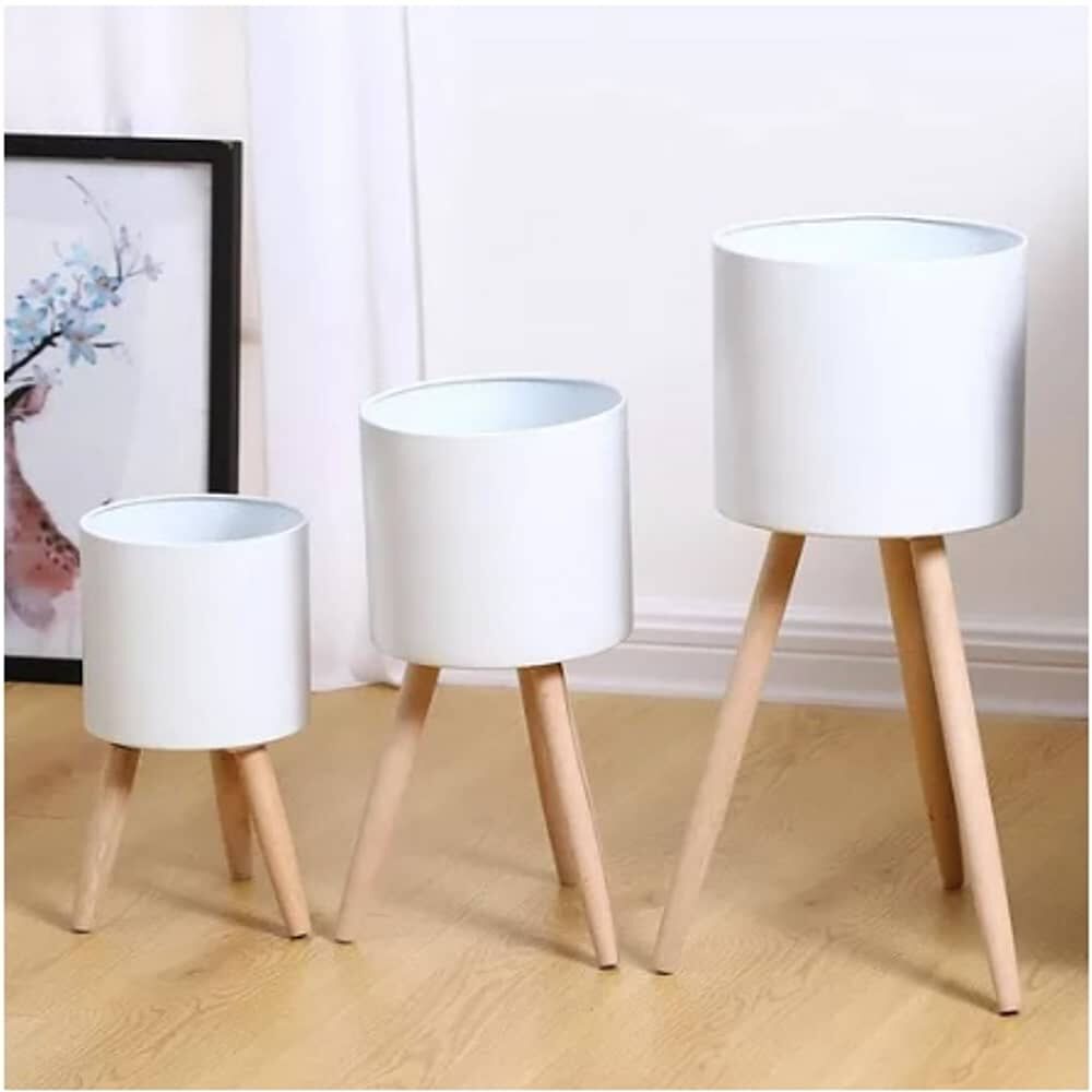 Set 3 Floreros Decorativos Met&aacute;licos Pedestal Maceteros image number 0.0