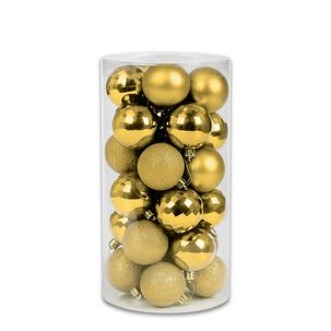 24 Esferas Navideñas Bambalinas 6 Cm Dorado Decoracion