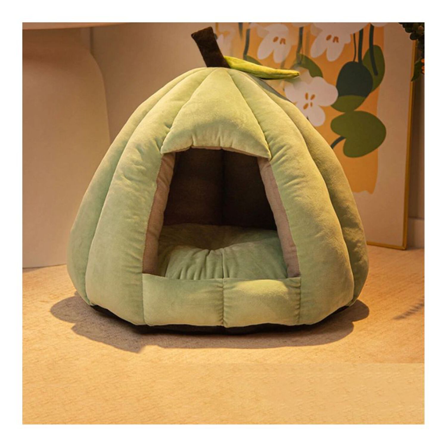 Cama Cueva Para Gatos Y Perros Dise&ntilde;o Calabaza Felpa Suave Talla M image number 1.0