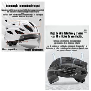 Casco Bicicleta Adulto Con Visera Magn&eacute;tica Blanco Rs Antule