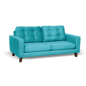 Sofa Napoles 3 Cuerpos Tela Velvet Turquesa