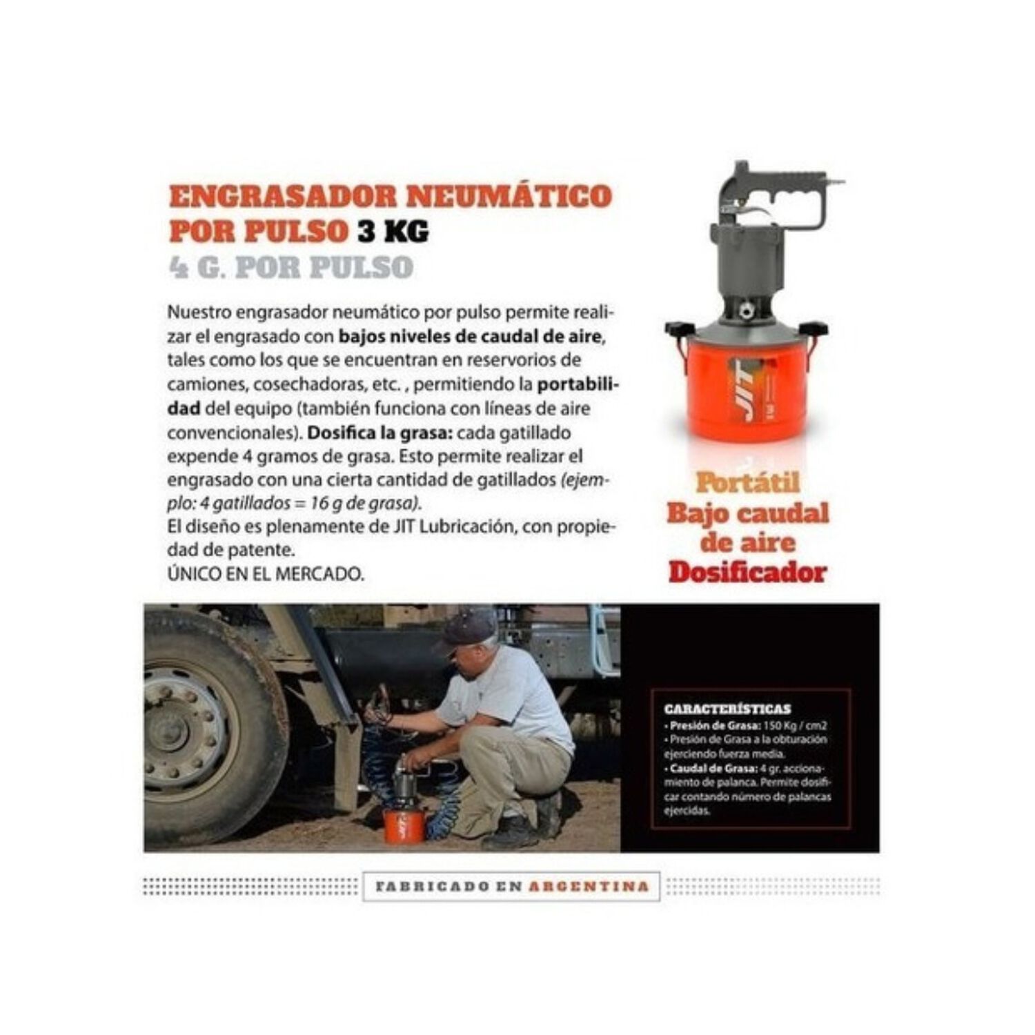 Engrasador Neumatico 3kg Jit Profesional image number 2.0