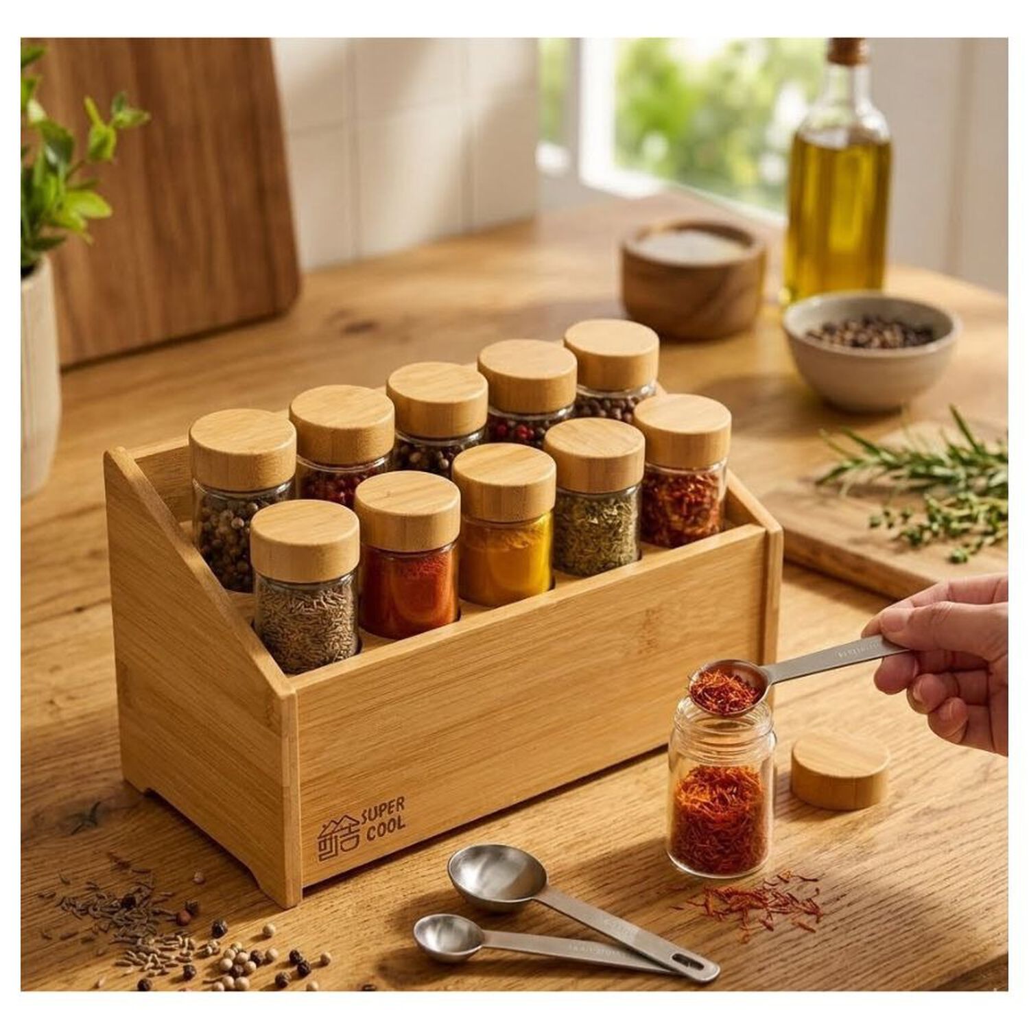 Organizador Especias Bamb&uacute; 10 Frascos Cocina image number 3.0