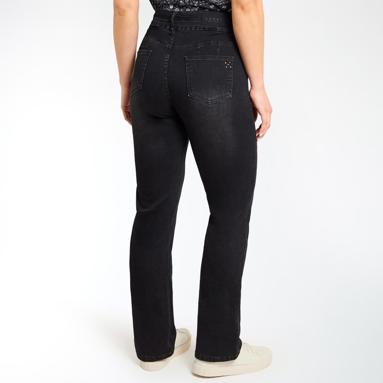 Jeans Brillos Tiro Alto Flare Mujer Geeps image number 3.0