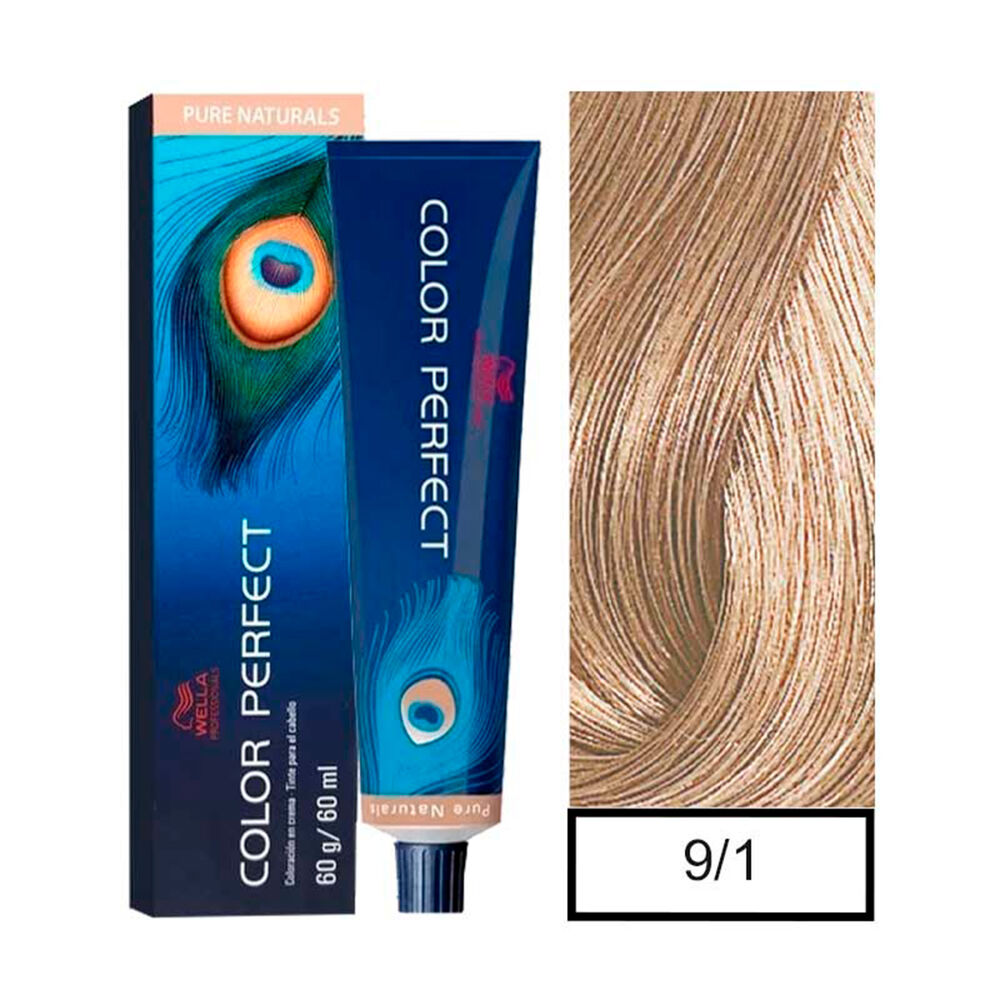 Wella - Tintura Permanente Color Perfect 9/1 Rubio Extra Claro Ceniza 60gr + Oxidante 20vol 60ml image number 0.0