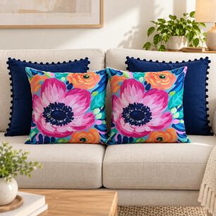 Set De 4 Cojines Decorativos Jard&iacute;n Azul Vibrante 45 45