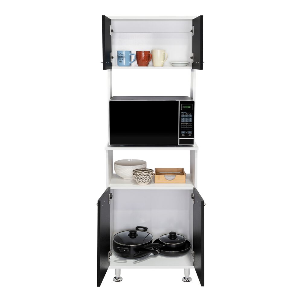 Mueble Microonad 4 Puertas Fm-011b Blanco Y Negro image number 2.0