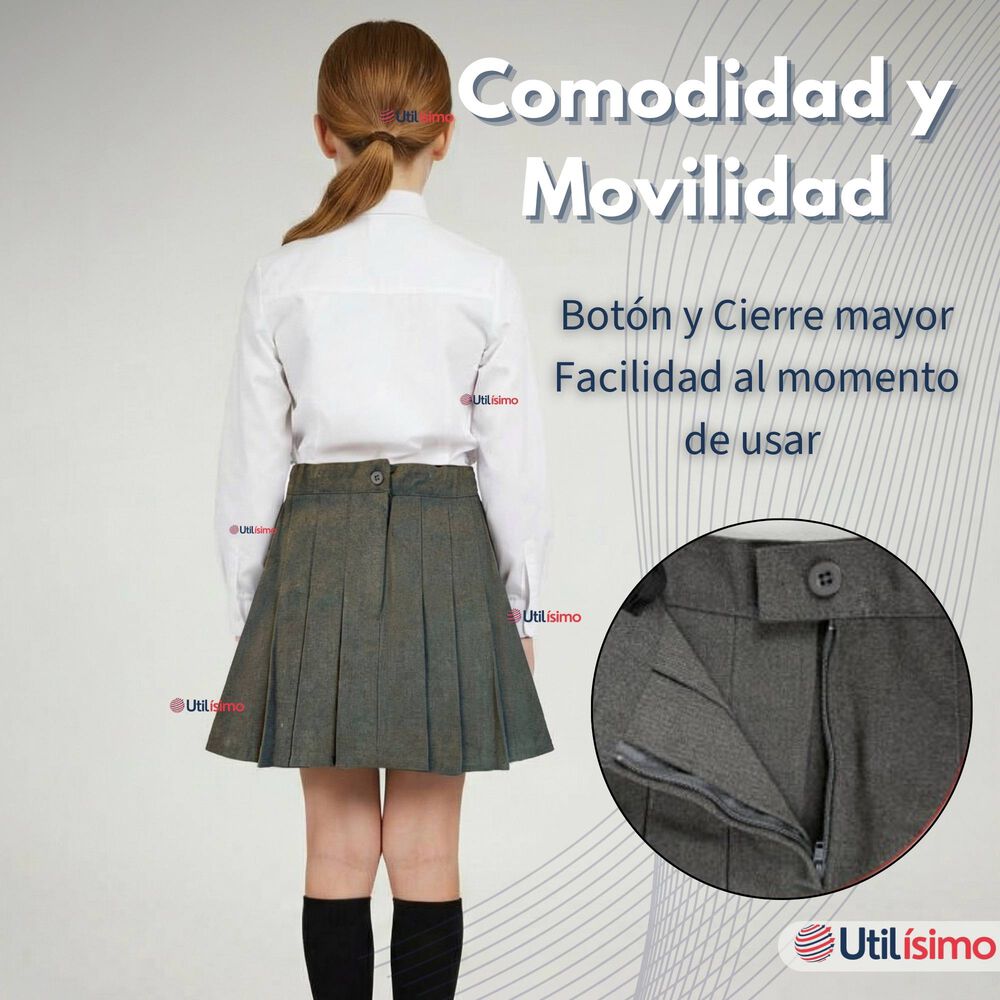 Pack 5 Faldas Escolares Plisada Color Gris Ni&ntilde;a image number 5.0