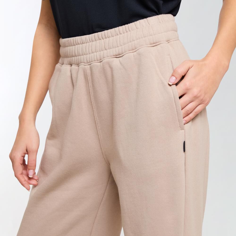Pantalón De Buzo Deportivo Liso Tiro Medio Wide Leg Mujer Wetland image number 4.0