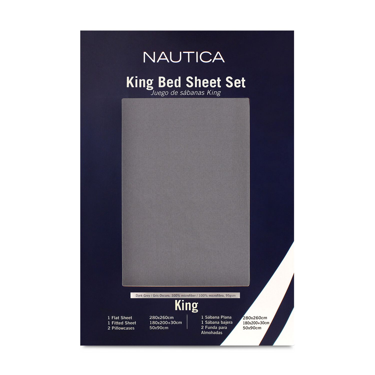 Juego De S&aacute;banas Nautica 4 Piezas Microfibra King Plomo image number 3.0