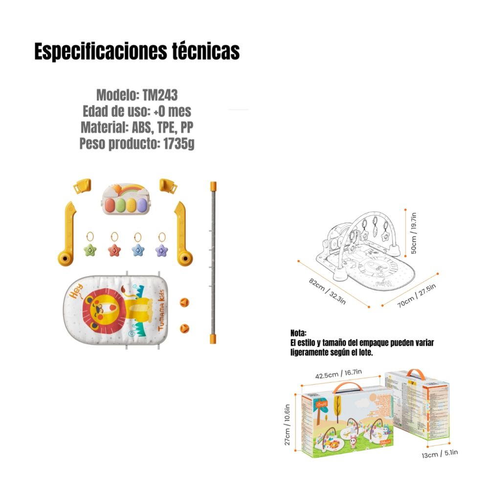 Gimnasio Musical Piano Con Bluetooth 3 En 1 Tm243 Lubabycas image number 7.0