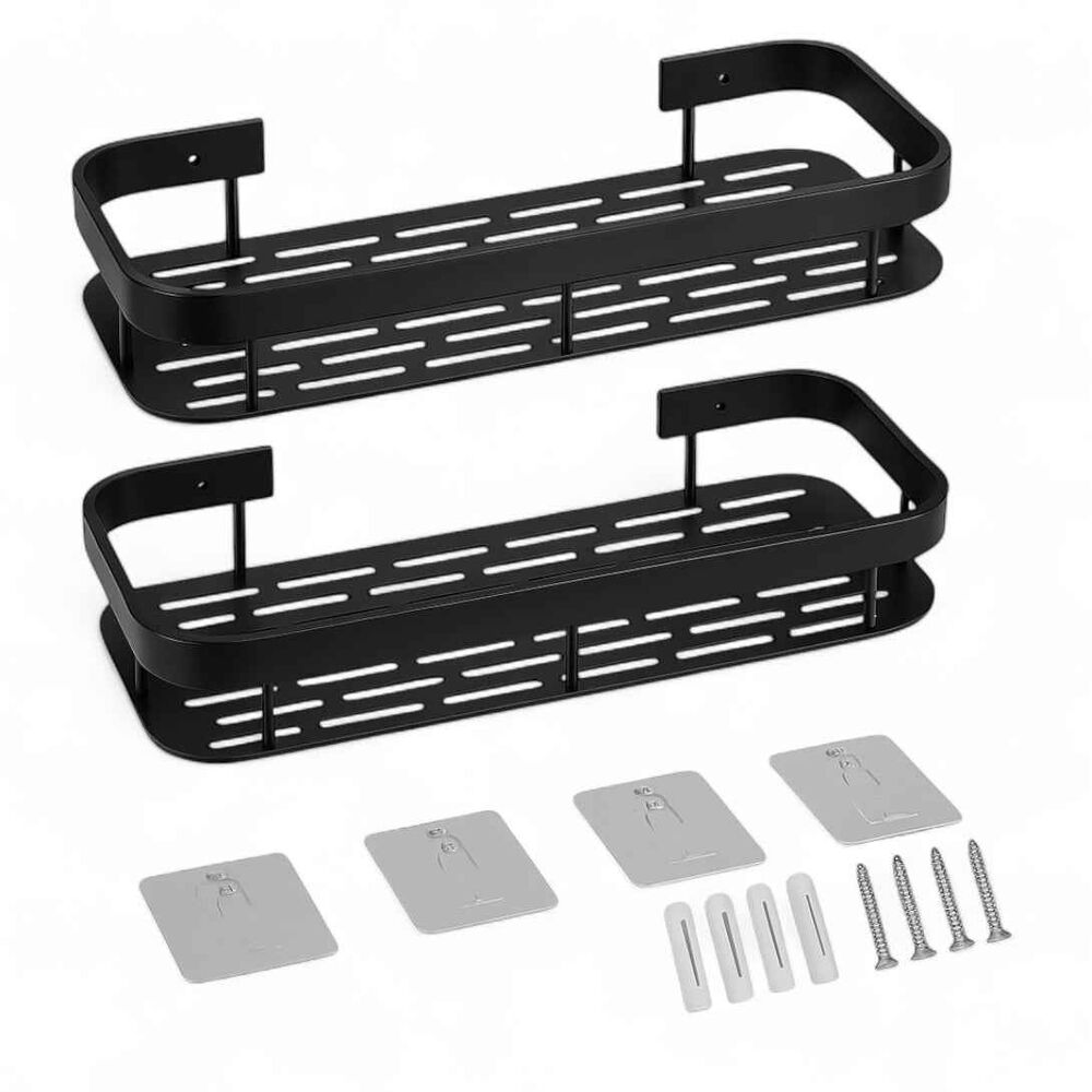 Set De 2 Organizadores De Baño En Acero Inoxidable Negro image number 2.0