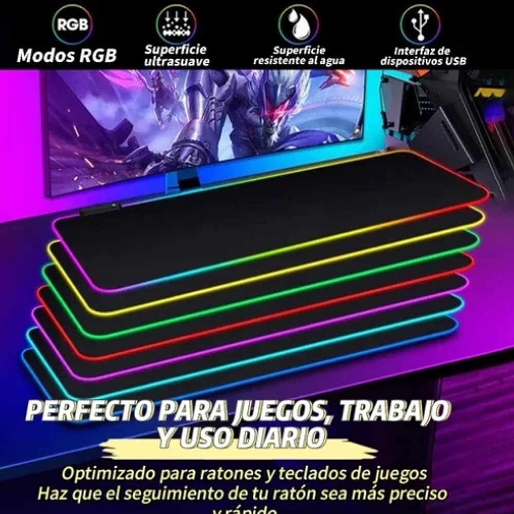 Alfombrilla Mousepad 30x80 Con Luz Led Rgb Antideslizante image number 1.0